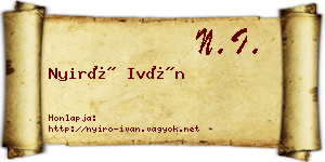 Nyirő Iván névjegykártya
